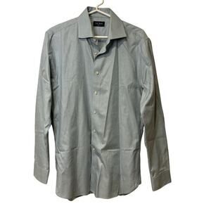 The TIE BAR Trim Fit Mens Dress Shirt Button Blue‎ Plaid 16 34/35 Preppy Career